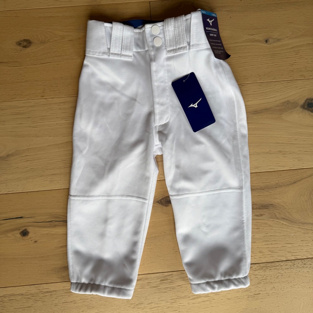 Mizuno - Youth MVP Short Baseball Pants - White - Boys XS - NWT